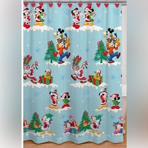 New! Disney Minnie Mouse Holiday Shower Curtain Set - Red and Blue